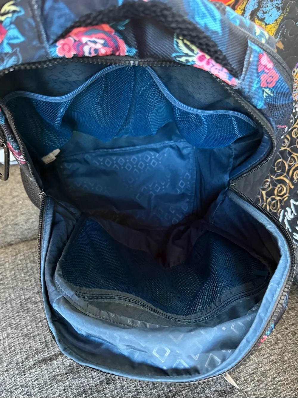 Vera Bradley Rose Foliage Reactive Grand Backpack with Pink & Teal Floral Print